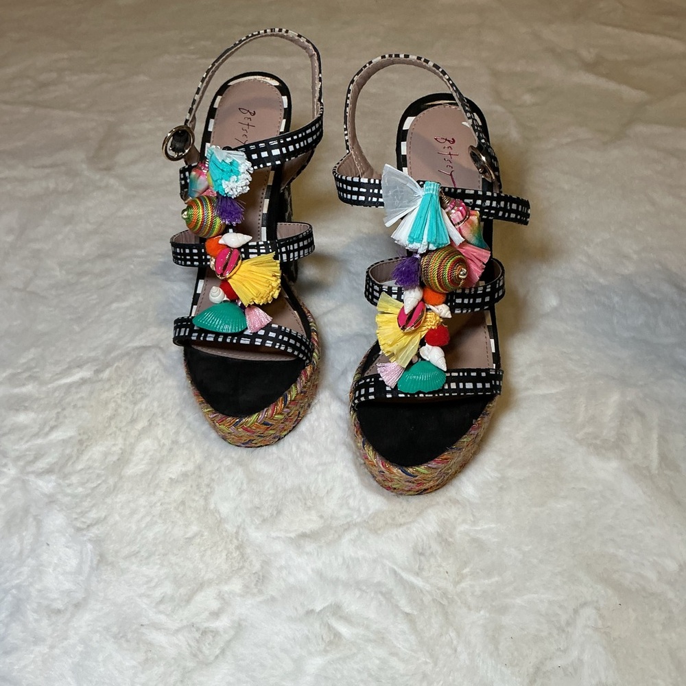 Betsey Johnson Colorful Tassel Platform Heels - Picture 3 of 4
